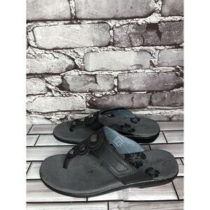 Propet Monica Black Leather Flip Flops Casual Sandals Women Sz 6.5M US/37EU